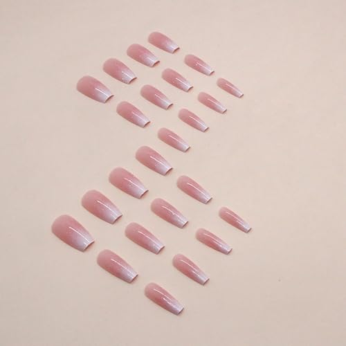 Medium Ombre Pink Press-On Nails - Glossy Glitter Full Cover Set