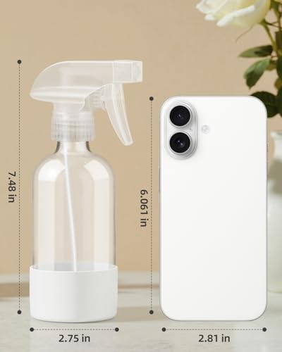 8 oz Glass Spray Bottles 4 Pack with Silicone Sleeve - Black & White