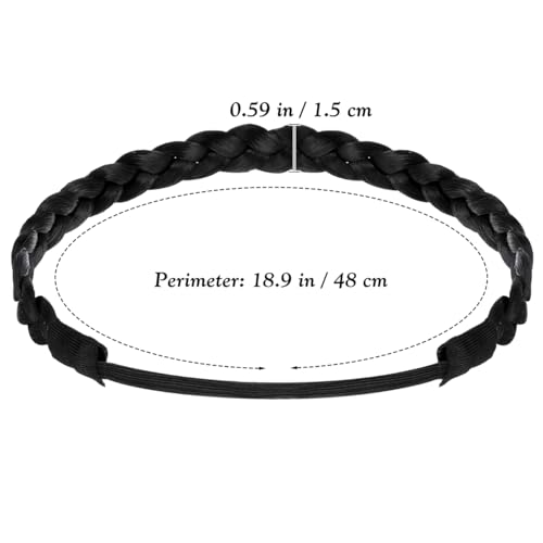 Beaupretty Black Braided Headband for Women - Elastic Stretch Hair Accessory