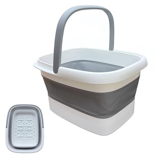 Leemeimei 15L Gray Collapsible Foot Soak Tub with Massage Points & Handle