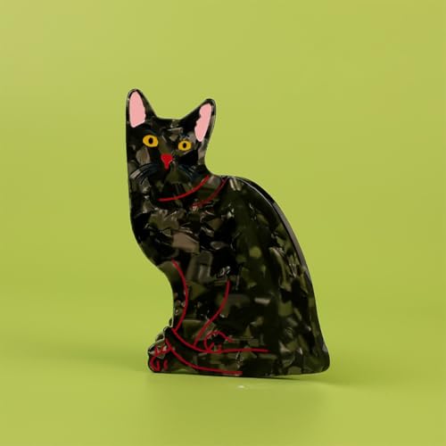 Black Cat Claw Hair Clips - Cellulose Acetate, Chic Retro Design, Non-Slip Grip, Pack of 1