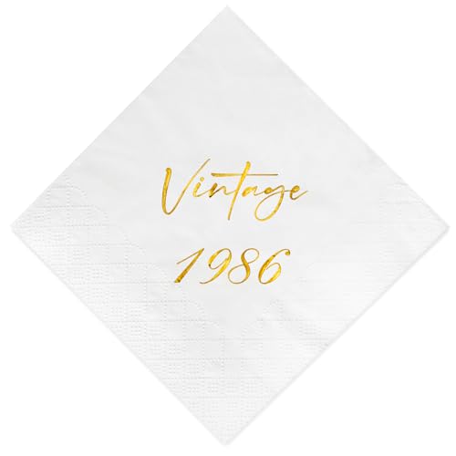 Gold 40th Birthday Napkins - 50 Count, 3-Ply Vintage Design