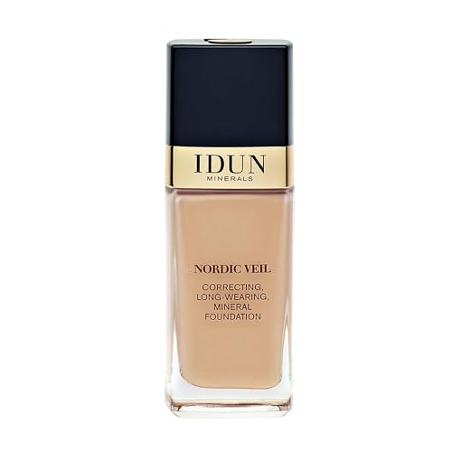 IDUN Minerals Nordic Veil Foundation Warm Medium 0.88 oz - Full Coverage, Long Lasting, Sensitive Skin Safe