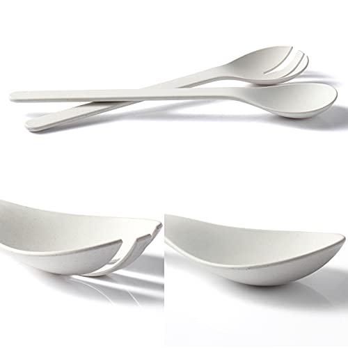 Lekoch Plant-Based Salad Serving Set - Reusable Fork & Spoon, Microwave & Dishwasher Safe