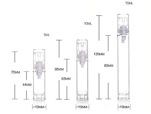 15 Pcs Clear Airless Lotion Pump Bottles - 10ml Travel Containers
