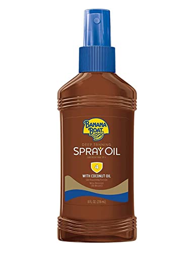 Banana Boat Deep Tanning SPF 4 Spray Oil with Coconut Oil, 8 oz (Pack of 2)