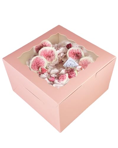 Pink Cake Box Set with Window & 10" Round Cake Boards - 8pcs