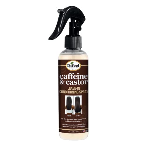 Difeel Caffeine & Castor Leave-In Hair Spray 6 oz - Stimulates Growth & Thickness