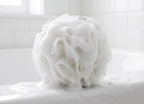 High-Density Mesh Bath Loofah Sponge 4.9'' Natural Recycled Shower Pouf