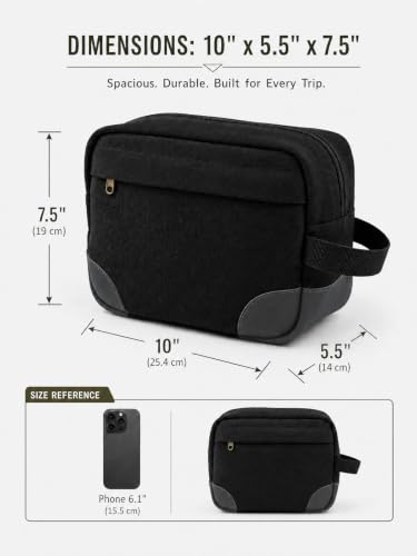 HJOKLS Men's Travel Toiletry Bag - Hanging Dopp Kit in Black
