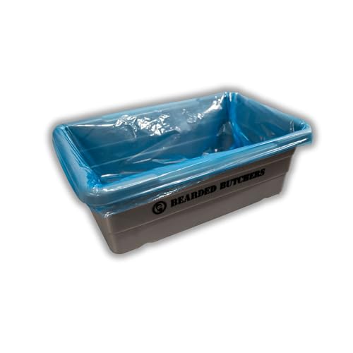 Bearded Butchers 10 Pack Disposable Blue Poly Lug Liners - 1.5 Mil Thick for 50 lb Totes, Ideal for Meat Processing