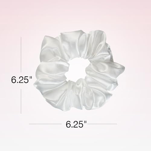 Conair Scunci Jumbo Hair Scrunchie - Washable White Nylon Silk