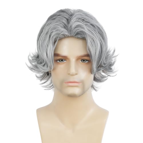 Men's Grey Short Wig - Natural Synthetic Hair for Daily Use