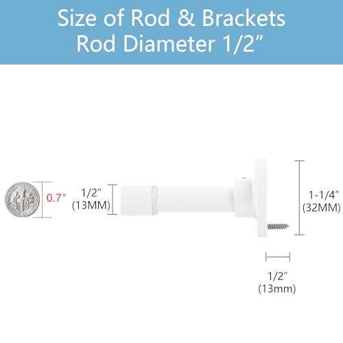 TYRON Adjustable Closet Rod for Small Spaces, 12-18 In., 1/2" Diameter - White