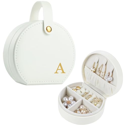 Compact Travel Jewelry Case with Golden Accents - Personalized Organizer