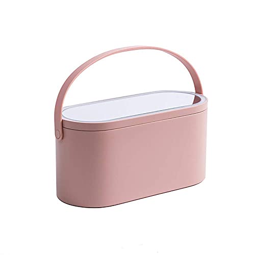 Portable Makeup Organizer Box with Rechargeable LED Lighted Mirror