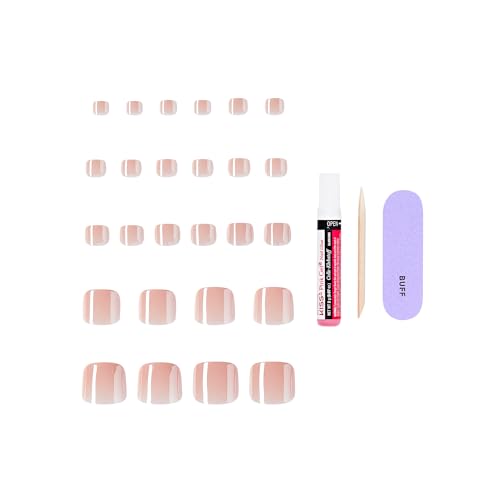 Kiss Core Press On Toenails - Toe-tally Glam, Short Pink Squoval