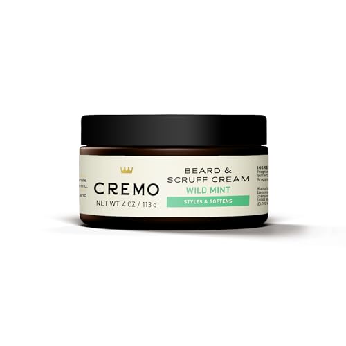 Cremo Beard & Scruff Cream Wild Mint 4 oz - Nourishing Facial Hair Moisturizer for All Lengths