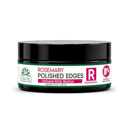 OKAY Rosemary Edge Control Gel - Strong Hold & Non-Flaking Formula, 4 oz