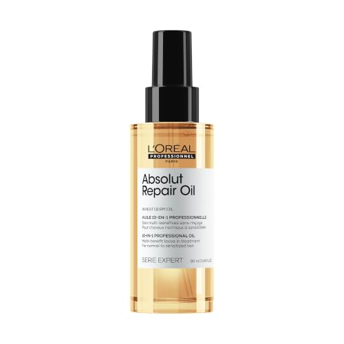 L'Oreal Professionnel Paris Absolut Repair 10-in-1 Oil - Nourishing Multi-Benefit Hair Oil For Dry & Damaged Hair, Repairs Damage Repair & Provides Shine