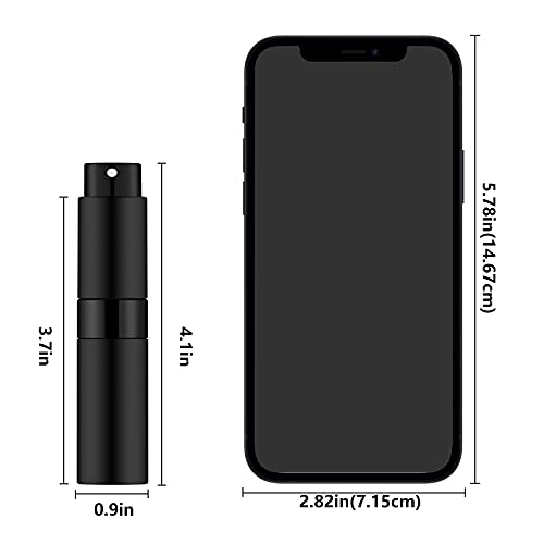 Lil Ray Black & Silver 8ml Portable Refillable Perfume Atomizer Spray Bottle (4 Pack)