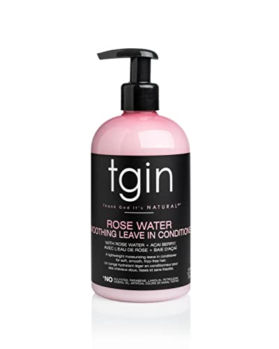 tgin Rose Water Smoothing Leave-In Conditioner for Curly Hair, 13 Ounce