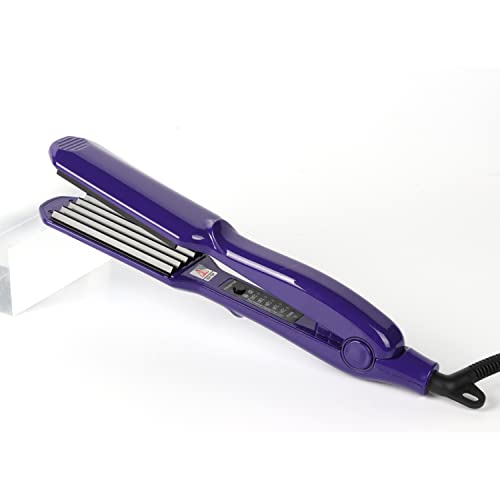 MBHAIR Ceramic Crimper Iron for Voluminous Fluffy Hair, Anti-Static, Adjustable Temp - Purple