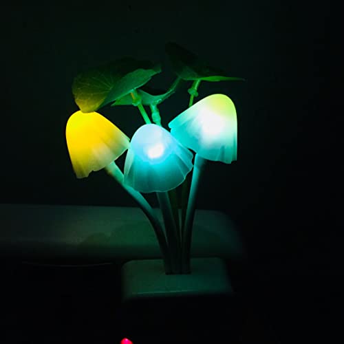 AUSAYE LED Mushroom Night Light - 7 Color Changing, Auto Sensor, Pack of 4