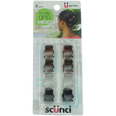 Scunci No-Slip Grip Mini Oval Jaw Clips - 8 Count Set