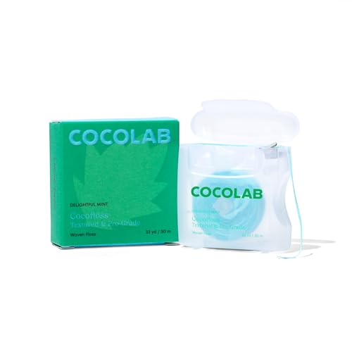Cocofloss Expanding Woven Dental Floss by Cocolab, Waxed Tooth Floss for Daily Oral Care, Coconut Oil Infused, Vegan, for Adults and Kids, Mint Scent, 1 Pack