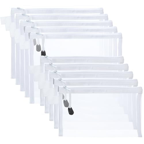 OZY White Mesh Zipper Organizer Bags Set - Travel, Office, Makeup & Storage