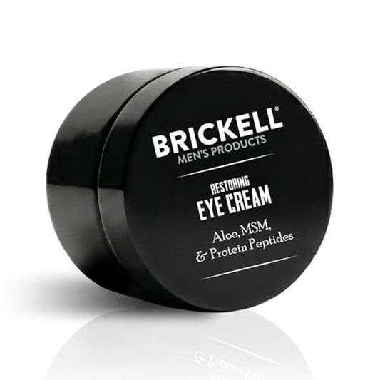 Brickell Men's Restoring Under Eye Cream for Men, Anti Aging Eye Balm To Reduce Puffiness, Wrinkles, Dark Circles, Crows Feet & Eye Bags, Caffeine, Hyaluronic Acid & Protein Peptides, 0.5oz, Unscented