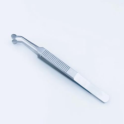 Mitoltpoci Stainless Steel Round Tip Eyelid Massage Forceps – Round Tip Horizontal Handle Tweezer