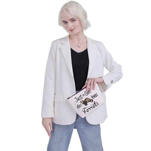 Ferret Lover Cosmetic Bag - Cute Canvas Makeup Zipper Pouch for Travel