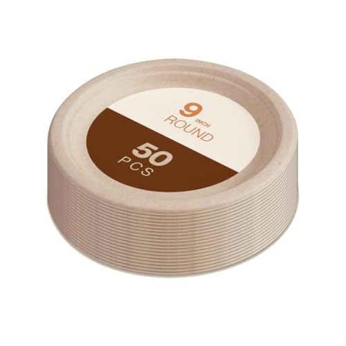 Gracz Compostable Disposable Paper Plates - 9 Inch, 50 Pcs