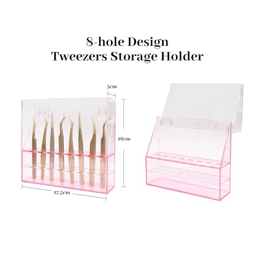 8-Hole Eyelash Tweezer Storage Box - Dust-Proof Professional Lash Case