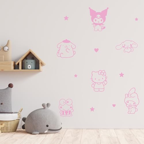 Sanrio Pack Vinyl Wall Decals - Cute 7" x 5" Stickers for Kids Room