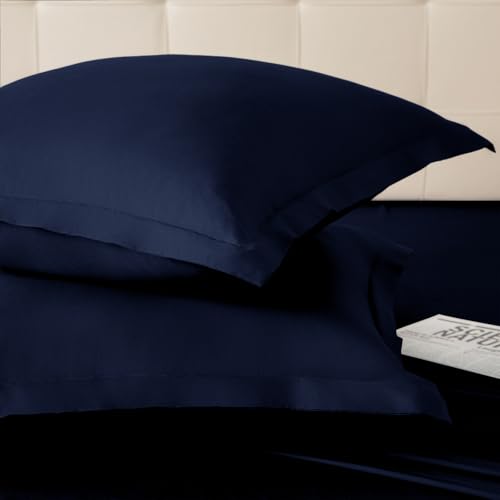 Navy Blue Euro Sham Covers Set of 2 | 26x26 Inch Microfiber