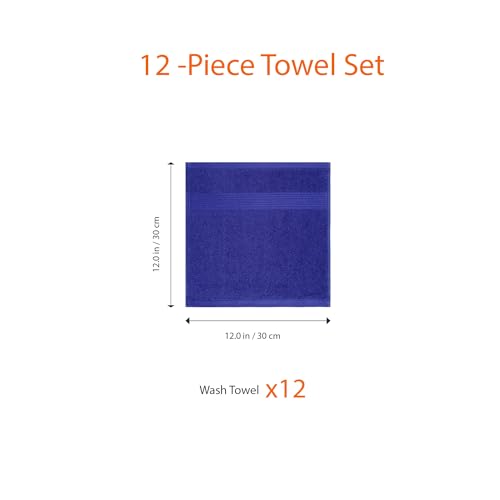 Amazon Basics Cotton Washcloths - Highly Absorbent, Navy Blue, 12-Pack