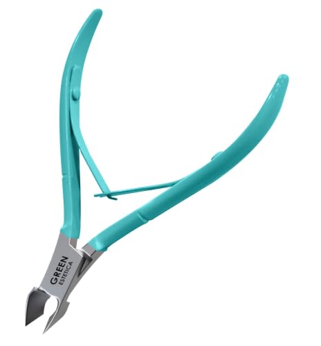 Green Estetica Cyan Cuticle Nipper - Professional Nail Care Tool, 9 Color Variants