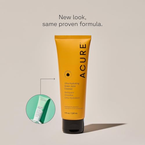 Acure Ultra Hydrating Green Juice Face Cleanser - 4 Fl Oz | Superfood Pore Scrub for All Skin Types