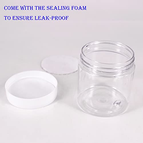 28 Pack 4 oz Clear Plastic Jars with White Lids - Leak-Proof
