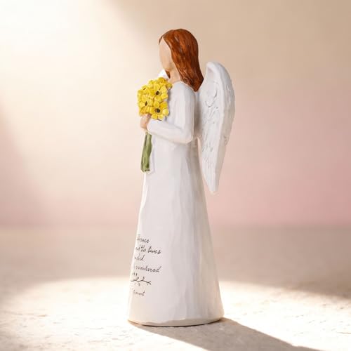 Retirement Gift Angel Figurine - 5.6" Hand-Painted Guardian with Sunflowers