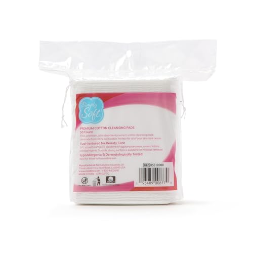 Simply Soft Jumbo Cotton Cleansing Pads - 200 Count, 100% Pure Cotton