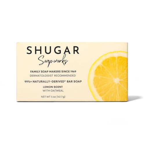 Shugar Soapworks Oatmeal & Lemon Verbena Beauty Bar Soap - 5 oz Vegan Exfoliating Cleanser
