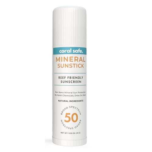 Coral Safe Reef Safe Sunscreen SPF 50 Face Stick Travel Size 0.5oz Biodegradable Zinc Mineral