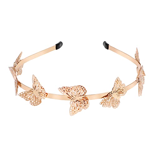 Beaupretty Butterfly Headband Tiara Gold - Vintage Bridal Hair Accessory