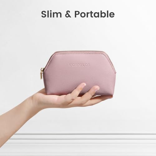 ROWNYEON Mini Vegan Leather Makeup Bag - Portable Cosmetic Pouch for Purse