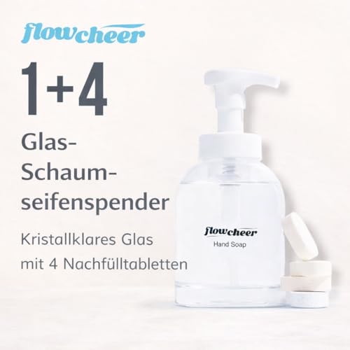 Flowcheer Karl Frosted Glass Foaming Hand Soap Kit with 4 Tablets