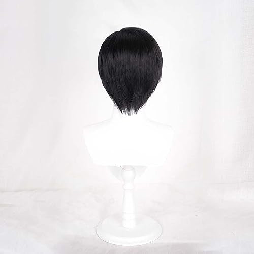 Osseoca Black Short Hair Wig with Side Part & Bangs, 11 Inch Bob for Cosplay & Fashion